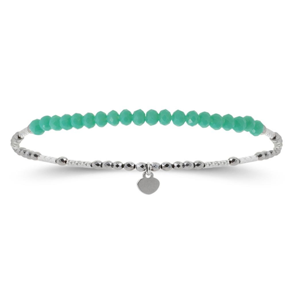 Les Trésors De Lily [R4090] - Silver Turquoise 'Mineralia' Silver Bracelet (rhodium) - 16 Cm - 50x2 Mm