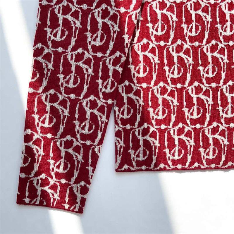 BRD Red Wool Blend Cardigan Sweater - Single-breasted, Long Sleeve, Women's Knit Top for New Year