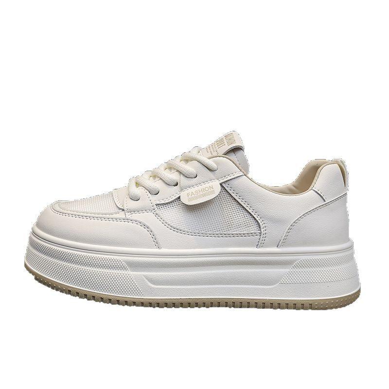 Cowhide Version Mesh Breathable Leather Little White Shoes Children's Thick-soled Heightening Women's Shoes Summer New Casual Sports Board Shoes
