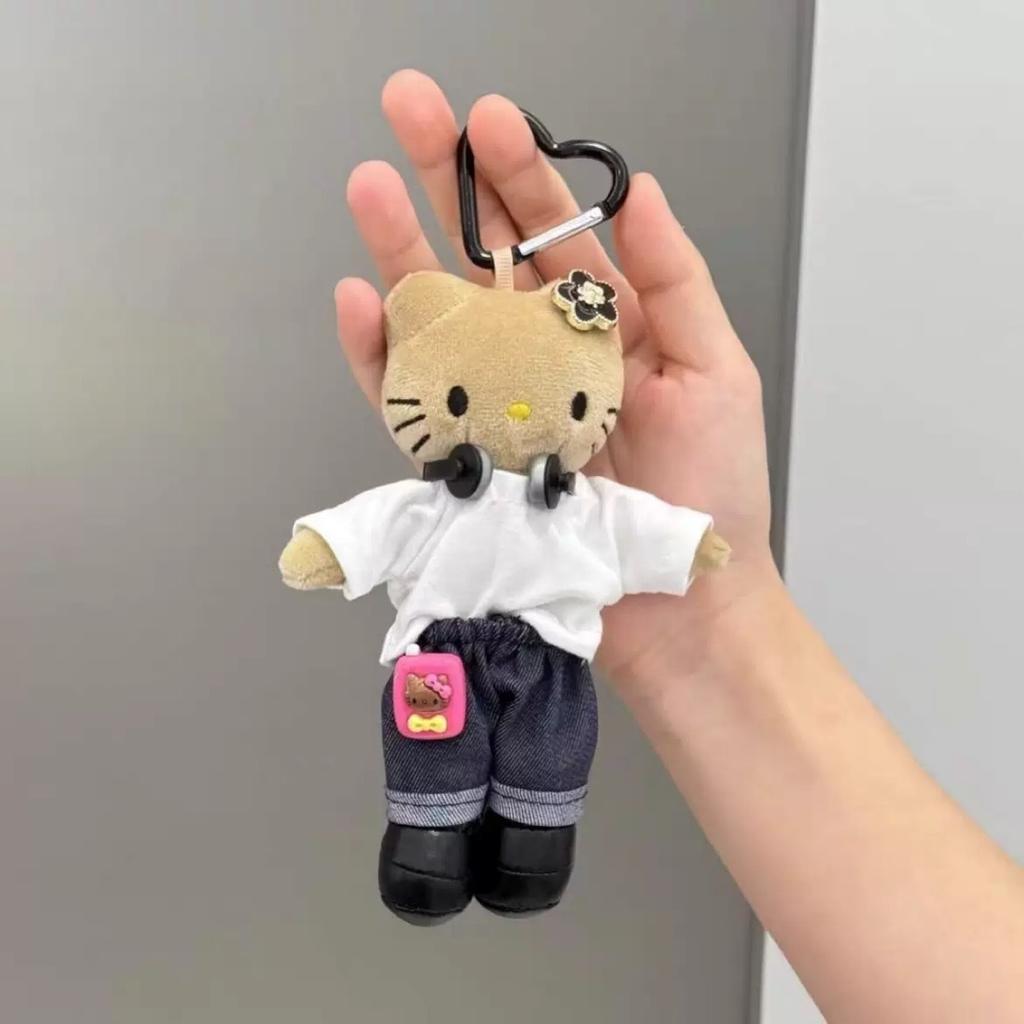 Длинноногая Плюшевая Брелок-Ключница Hello Kitty Платье в Горошек Кукла Кошка Китти Модный Подвеска Милый Брелок для Сумки Аксессуар для Сумки Подарки