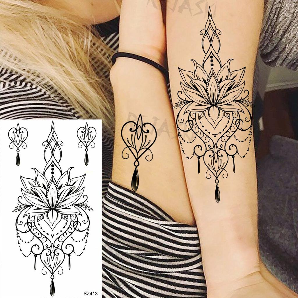 Hyacinth Daisy Temporary Tattoos For Women Girl Lavender Peony Fake Tattoo Sticker Daffodil Tulip Wrist Fashion Waterproof Tatoo