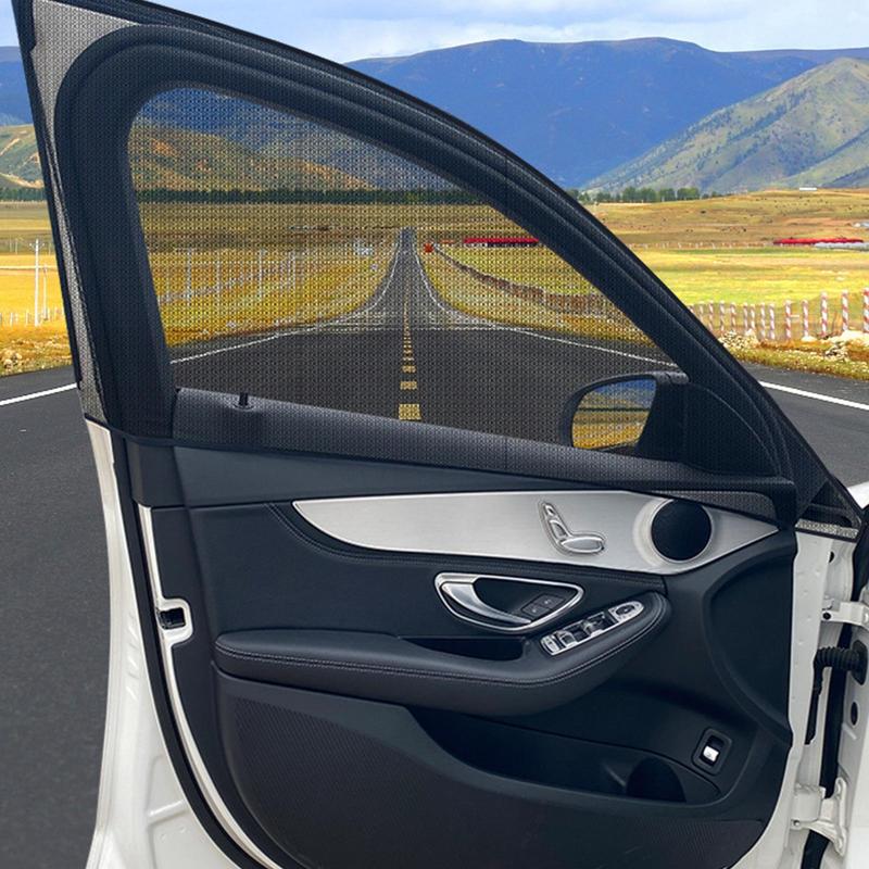 4 шт. Чехлы-сетки на окна и двери автомобиля для передних/задних боковых окон, защита от УФ-излучения и солнца, сетка-шторка, москитная сетка для автомобилей, внедорожников, минивэнов