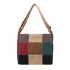 Spring popular contrasting color plaid large bag women's 2026 new fashion canvas bag personalized large-capacity messenger bag