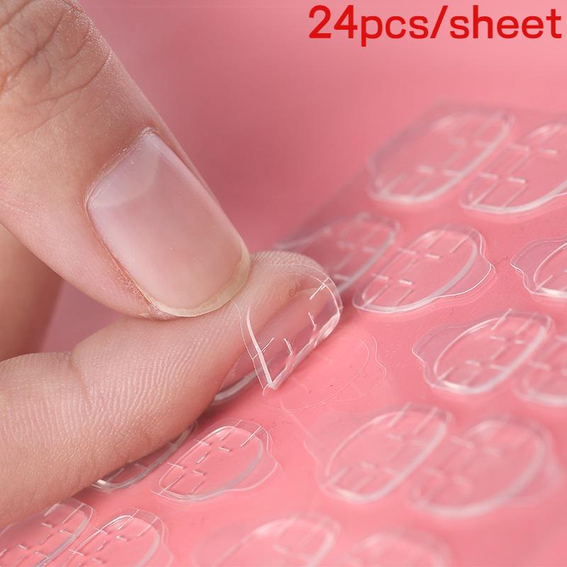 24 шт. желейный клей, прозрачные невидимые наклейки для клея, водонепроницаемые наклейки для ногтей, желейные двухсторонние наклейки для ногтей, двухсторонние клеевые наклейки для ногтей