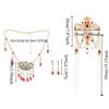 Rhinestone Pearl Jewelry Set Vintage Tassel Eyebrow Pendant Necklace Earrings Set  Party