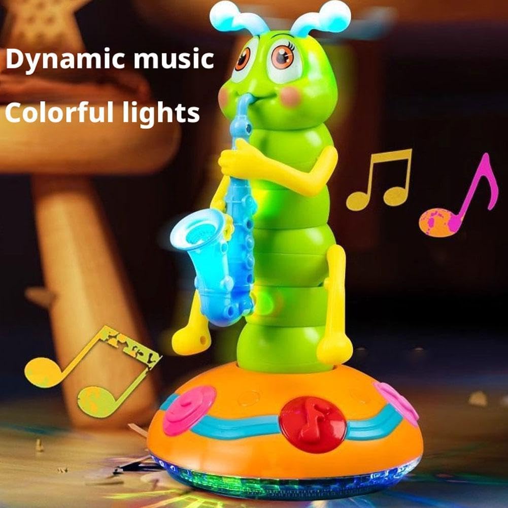 Музыкальная танцующая игрушка-гусеница-саксофон, светодиодные фонарики, забавная электрическая музыкальная игрушка для детей, идеальный подарок для обучения и игр