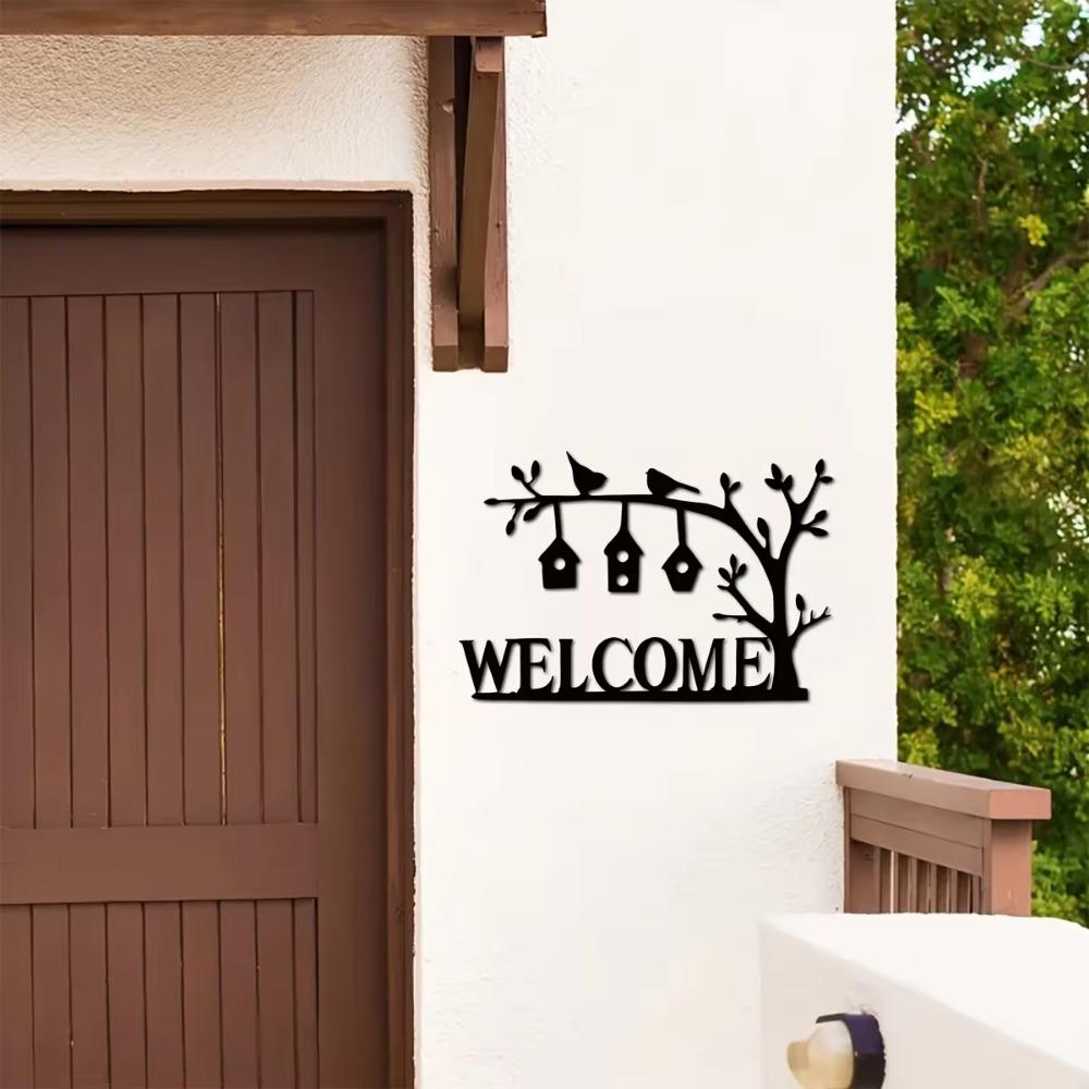 1 шт. Приветственный металлический знак, стильный уличный знак для дома, идеально подходит для входов, идеальный подарок на День матери, элегантный металлический декор для дома