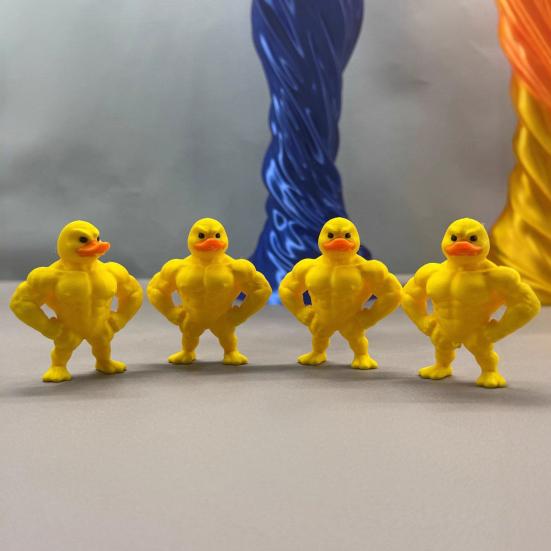 Мускулистая статуя утки, 3D-печать, желтая мускулистая фигурка утки, скульптура для дома