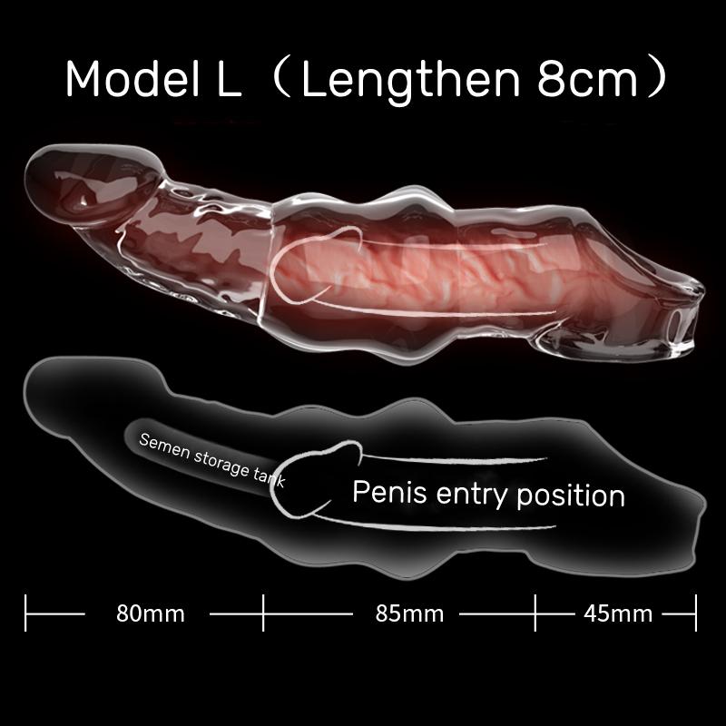 Большой чехол для пениса, удлинитель мужского члена, сексуальный член, многоразовый сексуальный силиконовый презерватив, забавные эротические игрушки для взрослых для мужчин 18