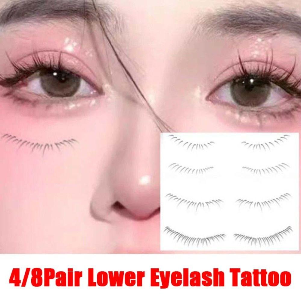 4/8 Pair 3D False Eyelashes Tattoo Under Eye Transfer lashes Decals Beauty