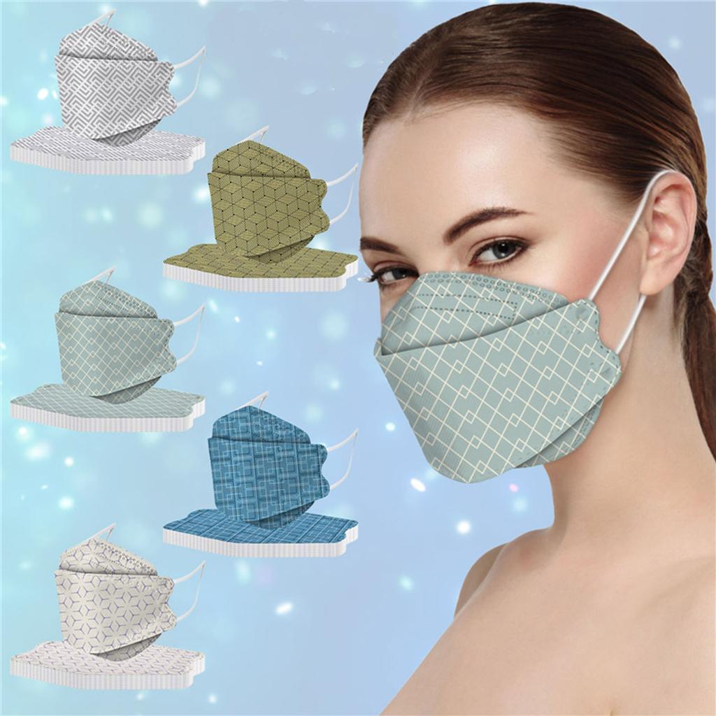 Трехмерная маска для взрослых KF-94, четырехслойная защитная маска с геометрическим принтом, изготовленная методом расплавления, 4D-маска с антипригарным покрытием для губ