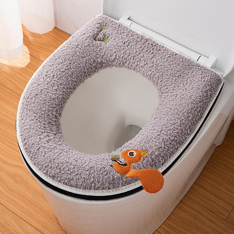 2pc/set Of Warm Toilet Seat Covers, Including Toilet Seat Cover And Toilet Lid Cover, Warm Soft Washable Closestool Seat Cushion