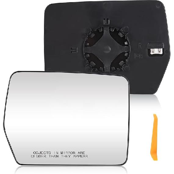 Driver Left Side Heated Mirror Glass Compatible With 2004-2014 Ford F-150, Side View Exterior Mirror With Rear Holder, Replacement For 4L3Z-17K707-DB