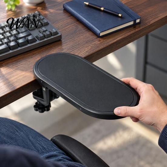 Ergonomic Forearm Rest Arm for Computer Desk, 180-Degree Swivel Desk Extender, Elbow Support Rotating Adjustable Clamp-on Table Mount