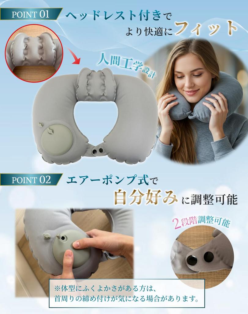 Подушка для шеи для самолетов Воздушный насос, который надувается вручную x Сумка для хранения Подголовник Воздушная компактная подушка для самолета Удобная вещь для путешествий BioNourish