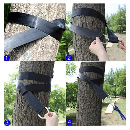 Tree Swing Strap with Metal Ring Hanging Rope with Carabiner Heavy Duty Swing Connection Belt for Outdoor Tree Swings