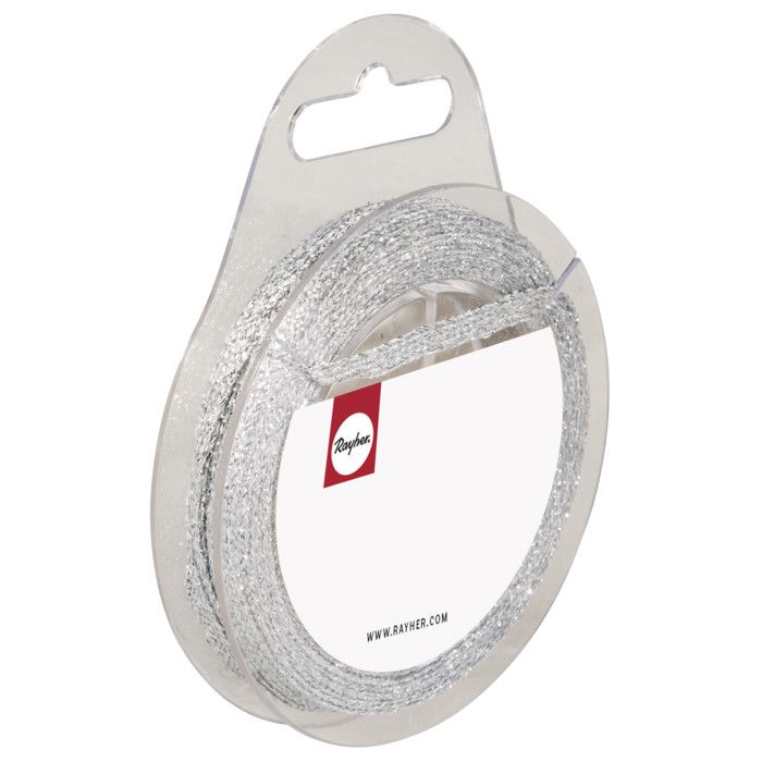 Ruban pailleté, argent, 5mm, rouleau 10m