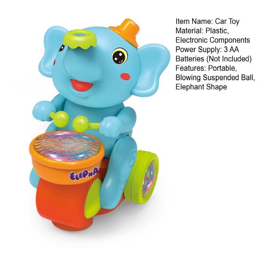 Игрушечная машинка-слоненок с барабанами, музыкальным светом, надувным шариком, машинка для младенцев-слонов