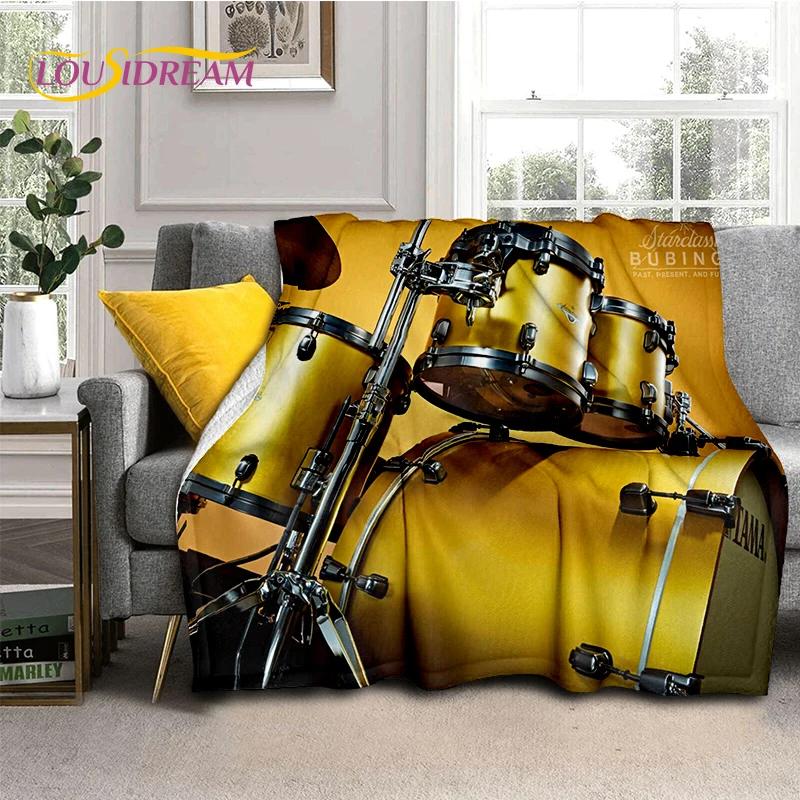 Music Instruments Drum Kit Drum Set Blanket,Soft Throw Blanket for Home Bedroom Bed Sofa Picnic Travel Office Cover Child Gift
