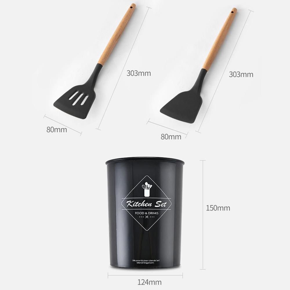 Черный силиконовый набор кухонных принадлежностей, кухонные принадлежности, термостойкие кухонные принадлежности с антипригарным покрытием, кухонные принадлежности для выпечки с коробкой для хранения