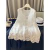 2025 New Summer T-Shirt Women Basic Knitting Lace Vest Sleeveless Hollow Style Tops Loose