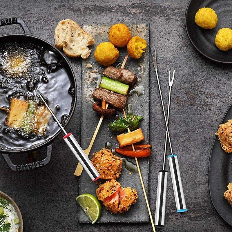 6 шт., сырные палочки для фондю, 9,5 дюймов, цветные вилки для фондю из нержавеющей стали для шоколадного фонтана, горячего горшка с сыром, барбекю, зефира