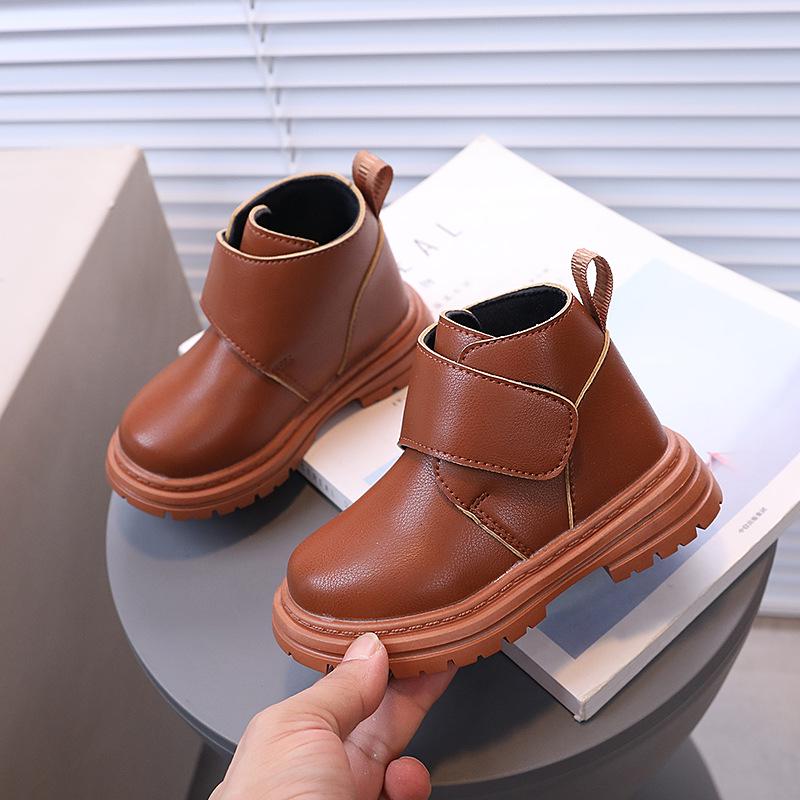 Kids' Martin Boots - Solid Color Short Boots for Boys and Girls. Soft Bottom, Non-Slip Leather Boots for Spring and Autumn