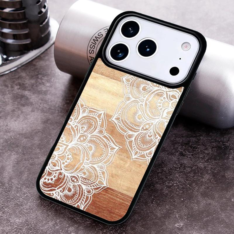 Mandala Floral Wood pattern Phone Case for iPhone 17 16 15 Pro Max Air 14 13 12 11 Plus Shockproof Capa Cover