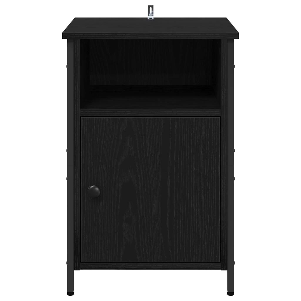 Nightstand Black Oak Effect 40 x 42 x 60 cm Engineered Wood