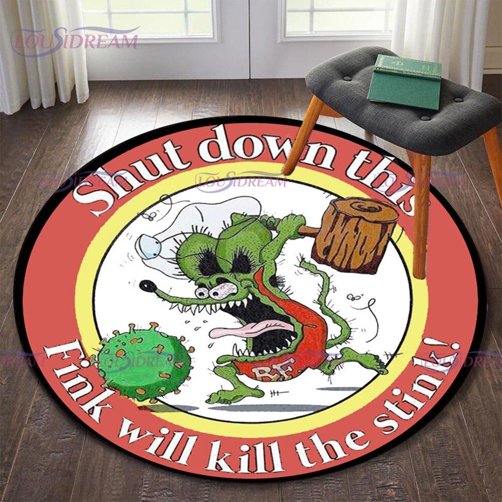 Ретро забавный ковер Rat Fink, круглый ковер, декор для гостиной, ковер Mancave, напольные коврики, ковры для спальни, стул, коврик, подарки для папы