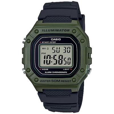 СТАНДАРТНЫЕ ЦИФРОВЫЕ Часы Дешевые Casio Дешевые Цены Хаки Черный [Casio] W-218H-3A Мужские Женские [Товар]