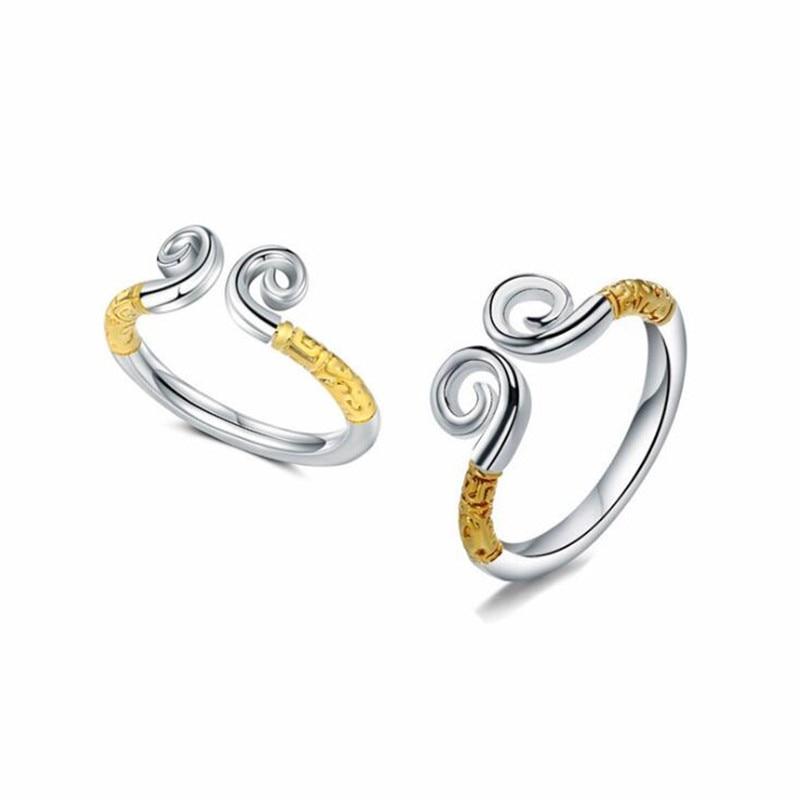 New Fashion Personality Tight Spell Couple Creative Love You 10000 Years Wukong 925 Sterling Silver Jewelry Opening Rings Sr505