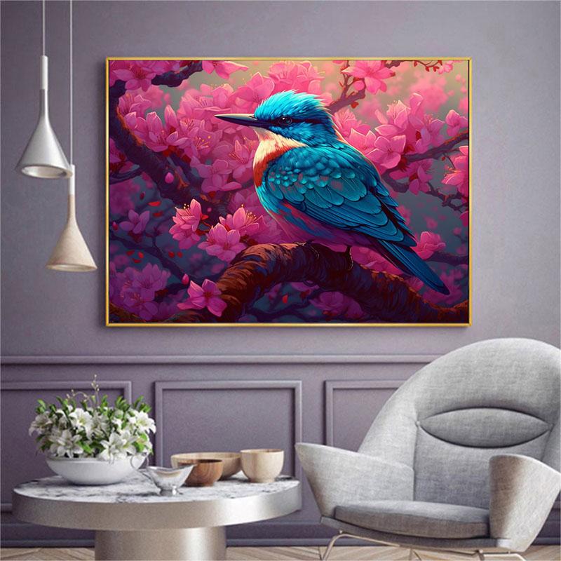 5d DIY Алмазная картина, вышивка крестом, животные, зимородок, цветы, алмазная вышивка, мозаика, полный круглый дрель, домашний декор, искусство