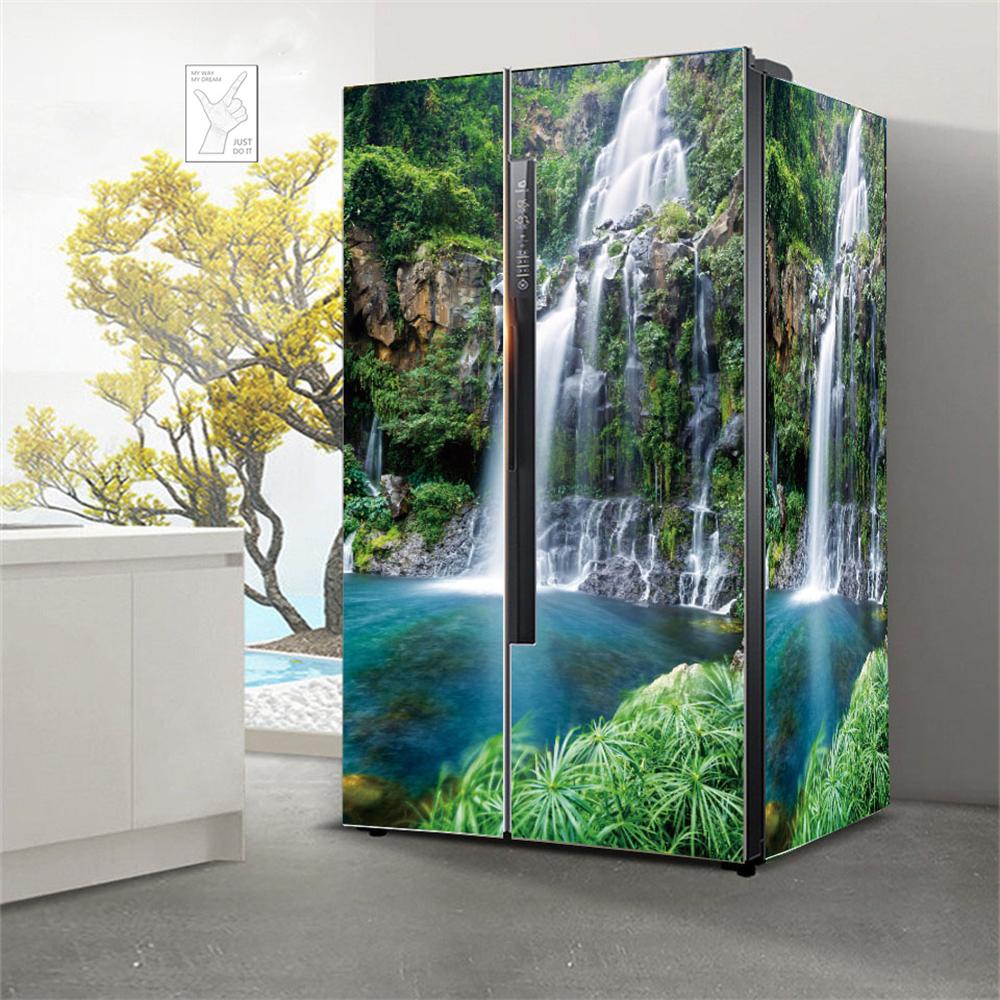 Наклейки на холодильник с морским пейзажем для обоев на холодильник, виниловые самоклеящиеся декорации для пейзажей, пленка для морозильной камеры, пляжная крышка для кухни