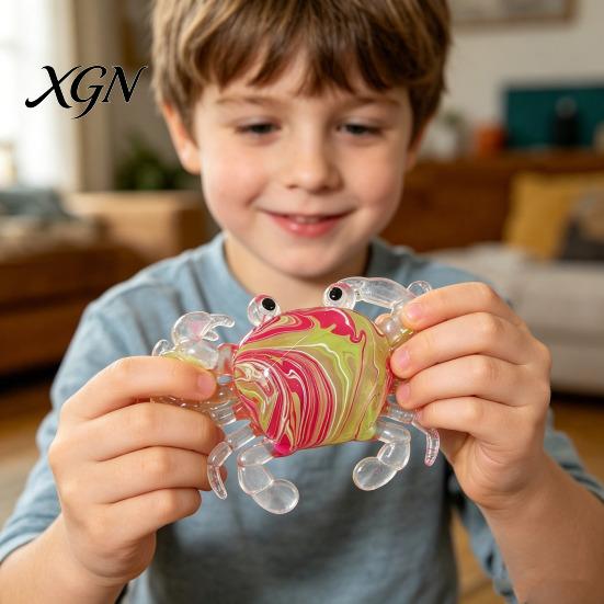 Decompression Toy Crab Squeeze Slow-Rising TPR Fidget for Stress Relief Elastic Pinch Cute Transparent Claws Portable Gadget Kids Adults