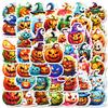   50Pcs Halloween Spooky Stickers - 2x1.8 Inch Durable Adhesive Decals for Phone, Laptop, Luggage, Party Decor