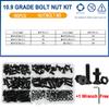 Grade 10.9 Carbon Steel Black Countersunk Flat Head Hex Bolt Nut Kit Electric Machine Screws Hexagon Allen Bolts M2 M3 M4 M5 M6