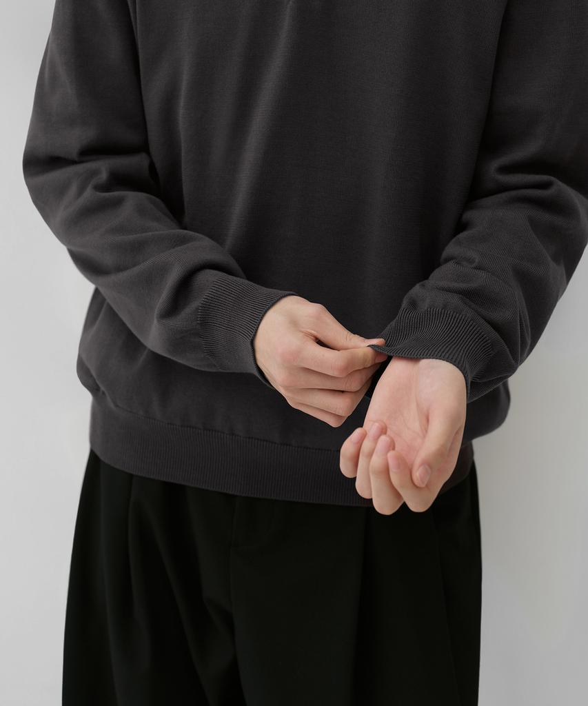 MUSINSA STANDARD Washable Supima Cotton Long Sleeve Knitted Polo Shirt [Dark Grey]