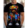 Hip-hop Style Cartoon Bear Print Men's T-shirt Summer Casual Everyday Top Urban Street Fashion Men's Oversized Short Sleeve Tees