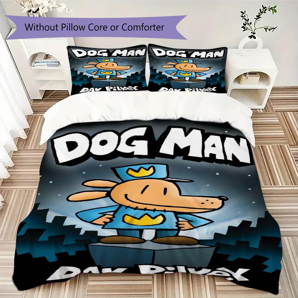 Black dog cartoon Pattern Bedding,Quilt Set Quilt Cover Pillowcase Home Birthday Gift (1*duvet cover+2*pillowcase,without core)ZSJT0917192