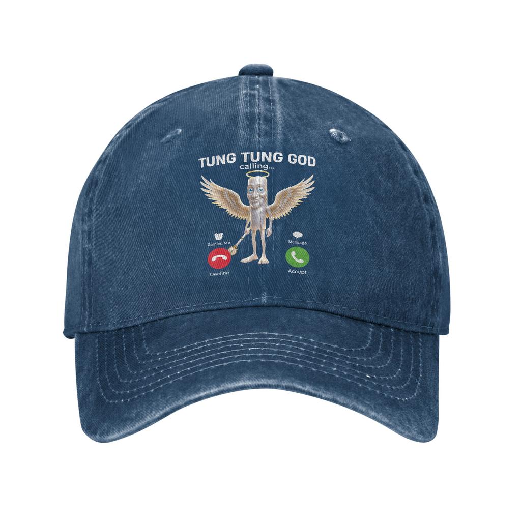 Angel Tung God Sahur Brainrot Unstructured Baseball Cap Distressed Washed Meme Phone Calling Headwear Travel Adjustable Hat