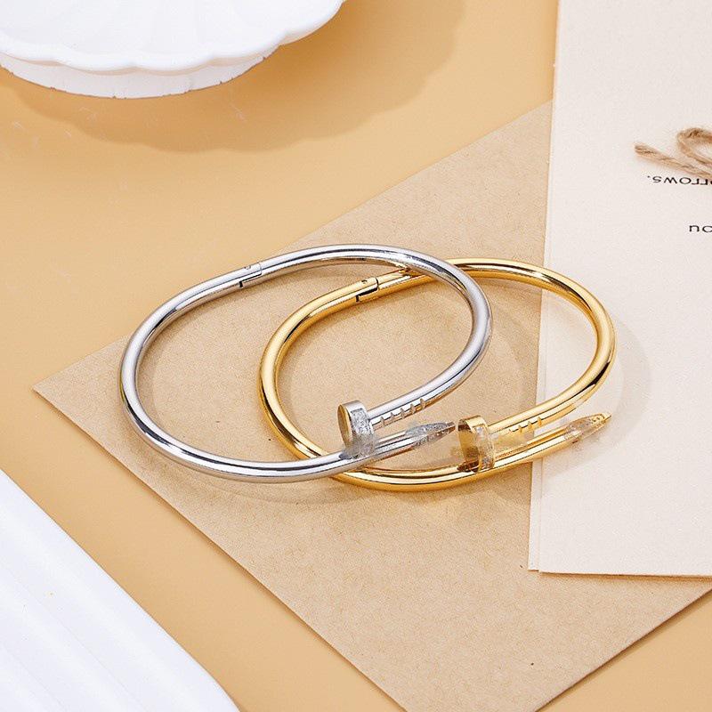 Классический женский регулируемый браслет-гвоздь из титановой стали с бриллиантами