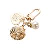 Korean Pearl Shell Conch Gold Color Fashion Bag Charms Heart Key Ring Key Chain Key Accessories