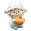 Mini Sheep Figurine Resin Miniature Animal Ornament Fall Harvesting Sheep Statue for Fairy Garden DIY Craft Micro Landscape