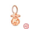 925 Sterling Silver Rose Gold Pendant Rose Mom Tilted Heart Dangle Charm Beads Fit Original  Bracelet Women Jewelry Gifts