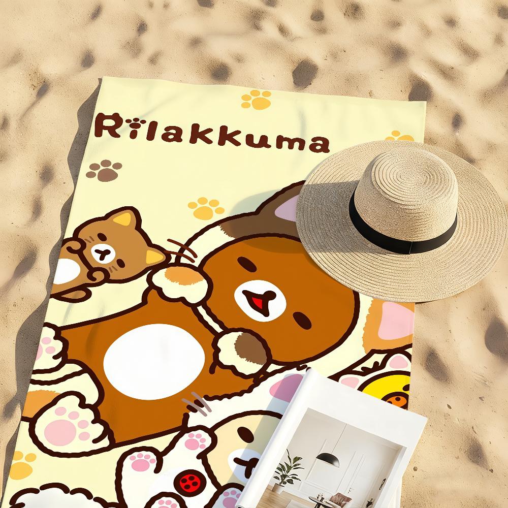 Мультяшный Милый R-Rilakkuma-S Милое Полотенце Спортивное Быстросохнущее Туристическое Снаряжение для Кемпинга Пескостойкое Мягкое Легкое Большое Пляжное Полотенце