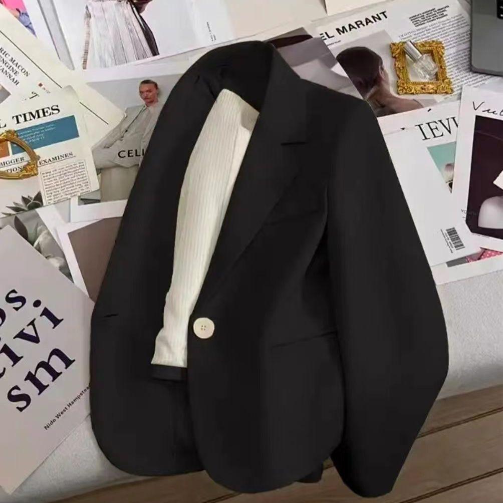 Бежевый женский короткий пиджак - 2025 Весна/Осень Повседневный Универсальный Модный