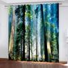 3D Digital Bamboo Forest Printed Curtains, Window Curtains, Thin Shading, Living Room, Bedroom