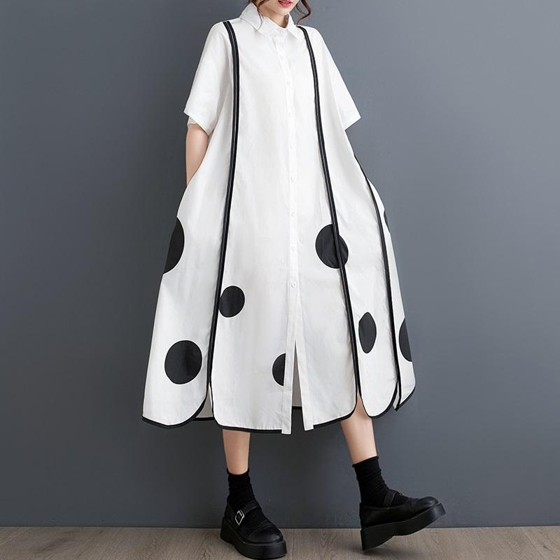 Short Sleeve Plus Size Cotton Vintage New In Dresses for Women Casual Loose Long Summer Shirt Dress