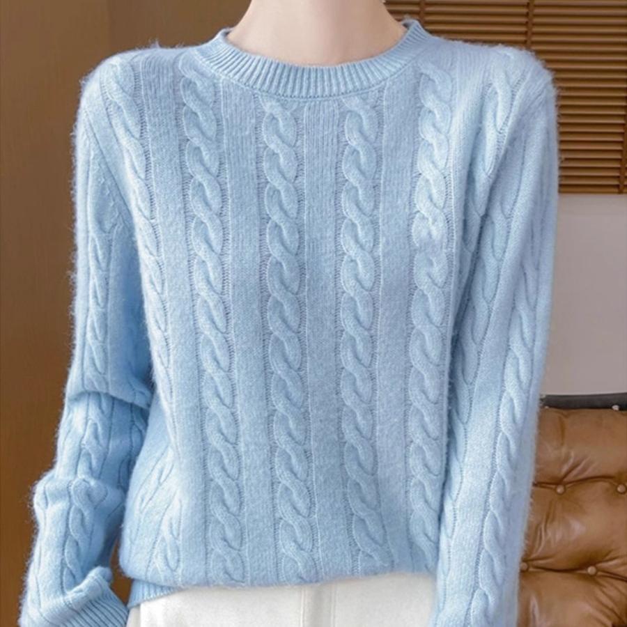 Женский свитер из 100% чистой шерсти, круглый вырез, утолщенный, мягкий пуловер - универсальная мода для осени и зимы